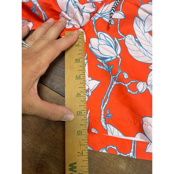 Franks Men's Size Small Swim Trunks Shorts Bathing Suit Orange Floral Tropical - Picture 5 of 9